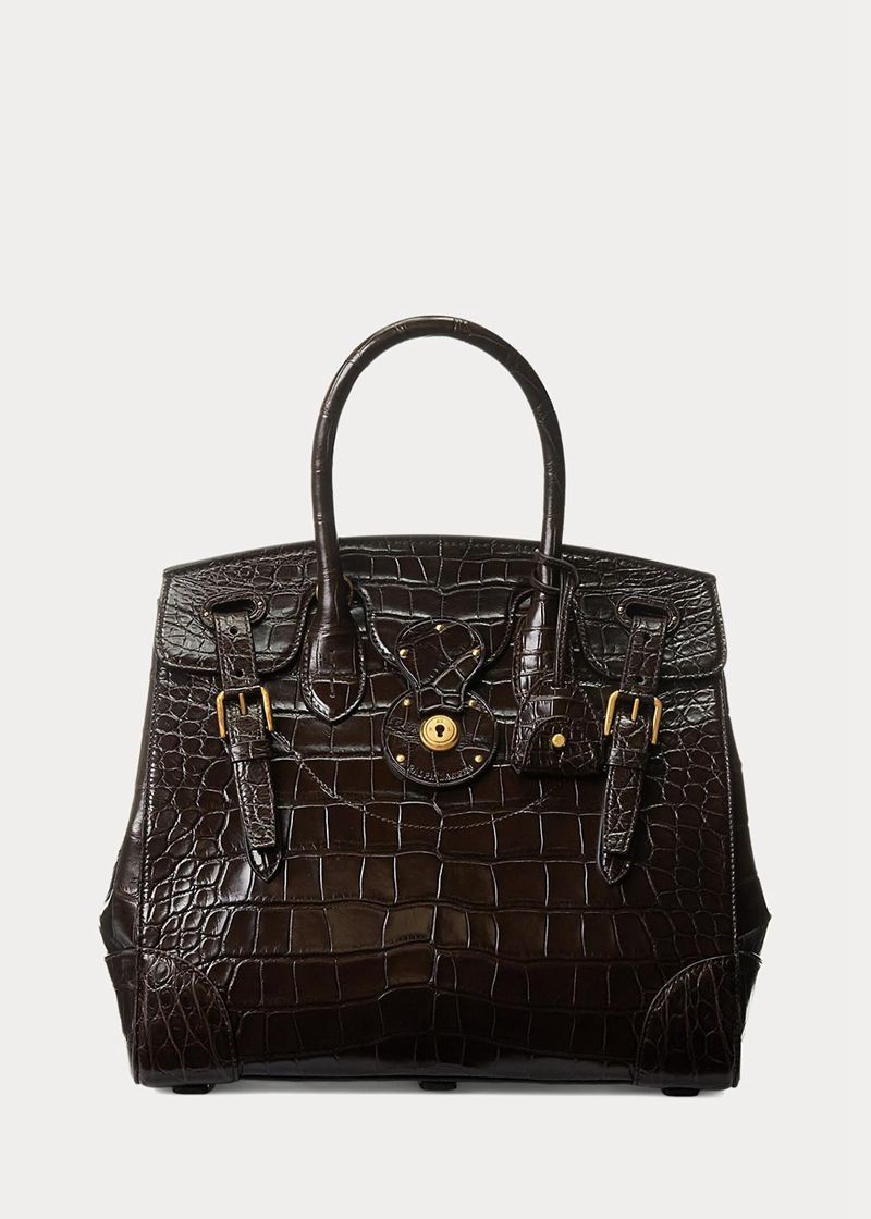 Bolso Ralph Lauren Mujer Caiman Soft Ricky 33 Chile Marrones XFRJY-2947